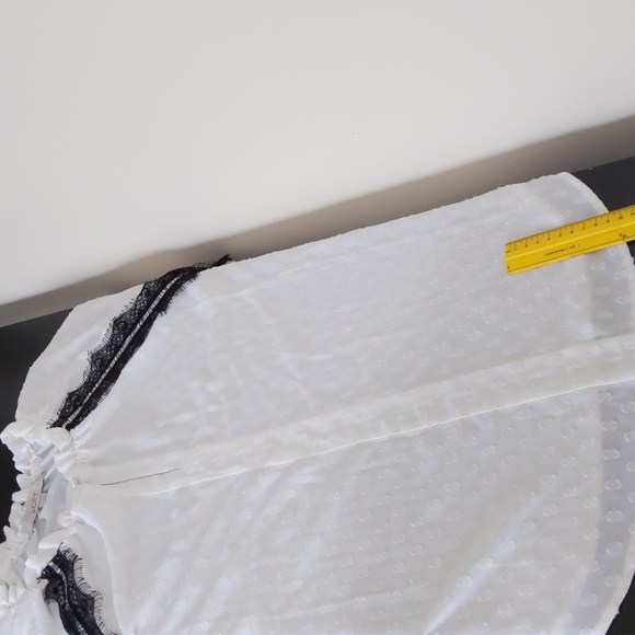 Loft Peasant Blouse Sheer Black Lace Bell Sleeve - Picture 15 of 15